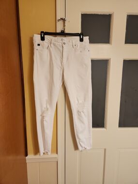 KanCan White Distressed Raw Hem Skinny Ankle Jeans Size 11/29 or US 8
